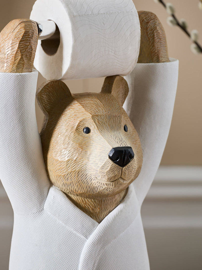 Natural Bertie Bear Toilet Roll Holder with Storage