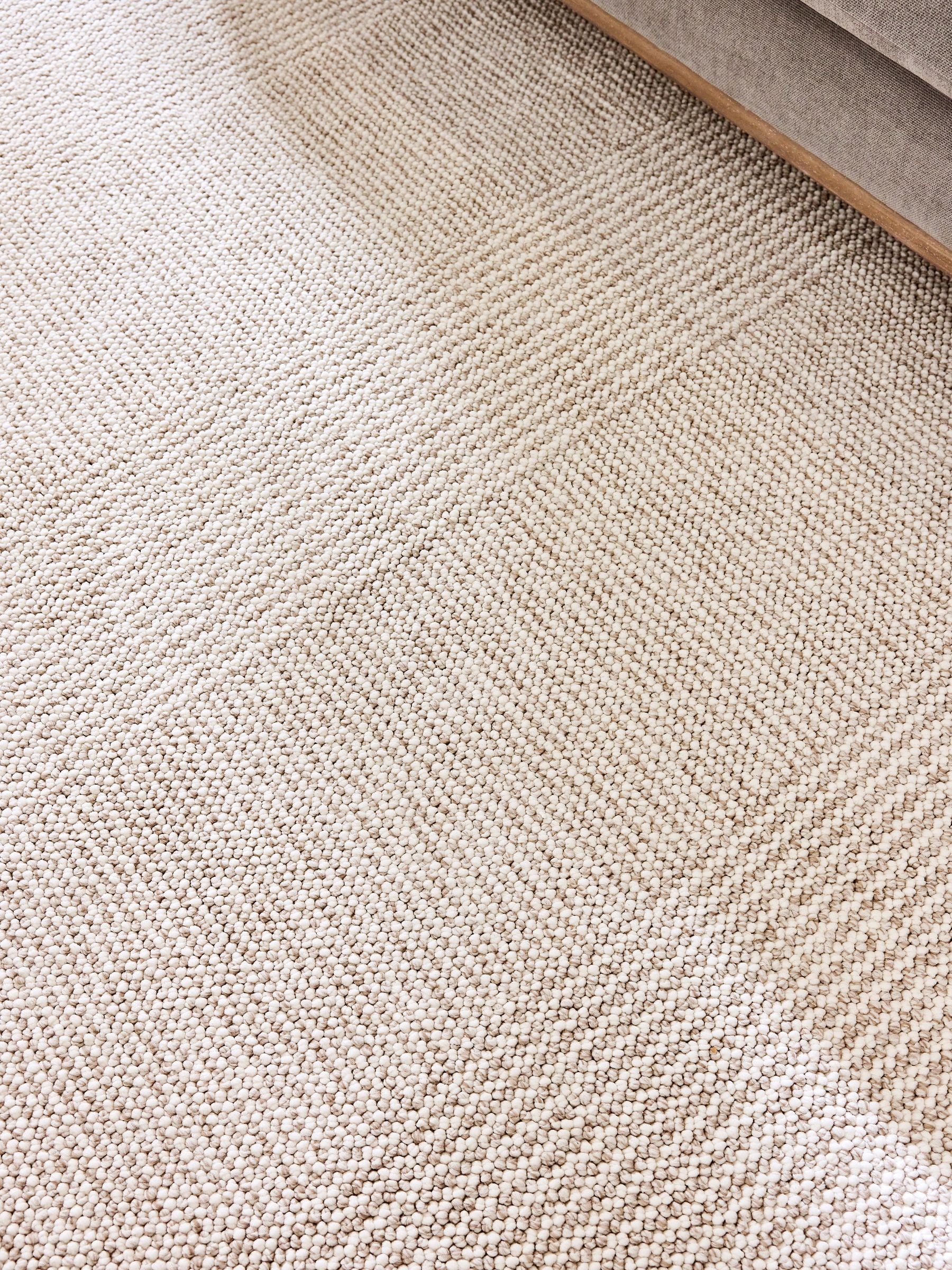 Mid Natural Albie stripe rug with bobble texture, UK version