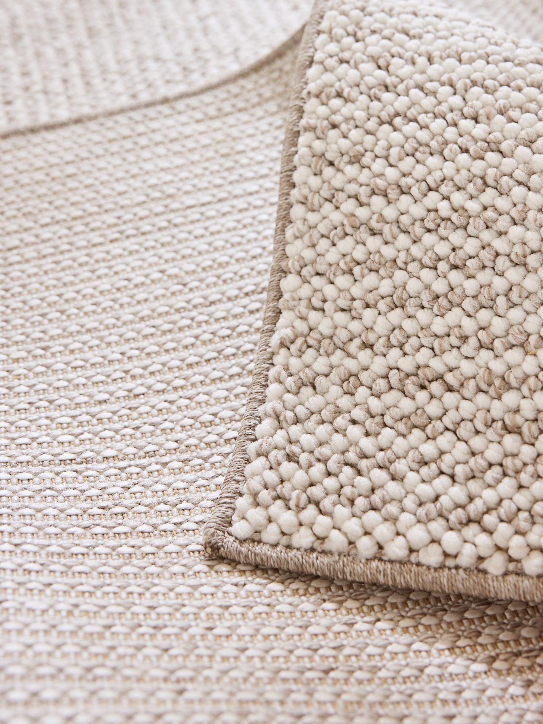 Mid Natural Albie stripe rug with bobble texture, UK version