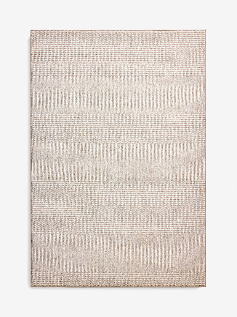 Mid Natural Albie stripe rug with bobble texture, UK version