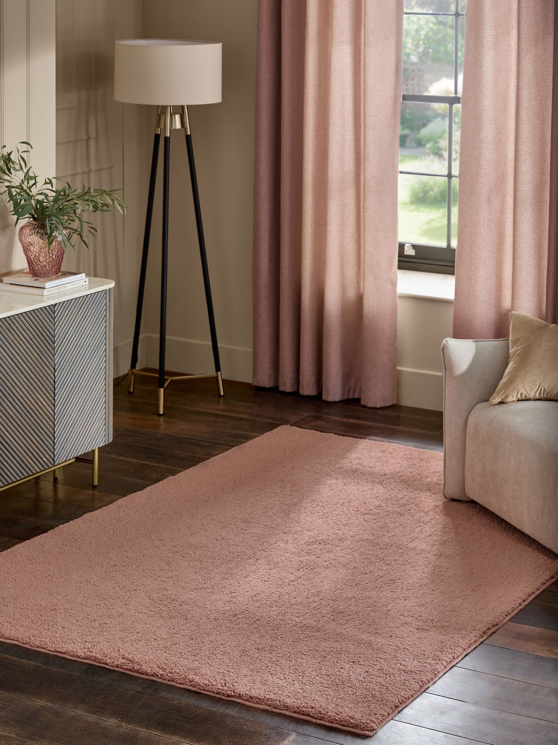Pink Cosy Washable Shaggy Rug