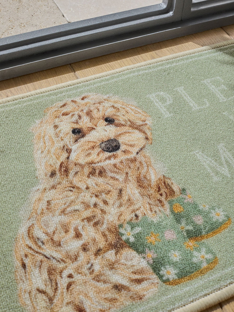 Sage Green washable Cockapoo doormat - British product