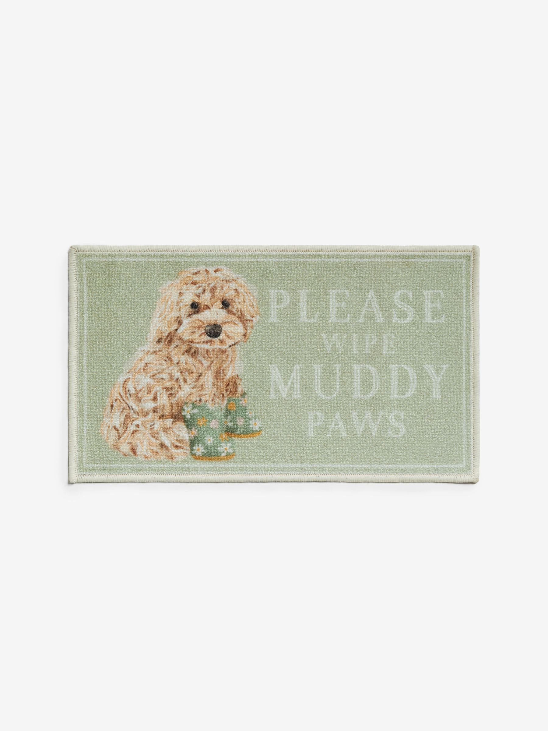 Sage Green washable Cockapoo doormat - British product