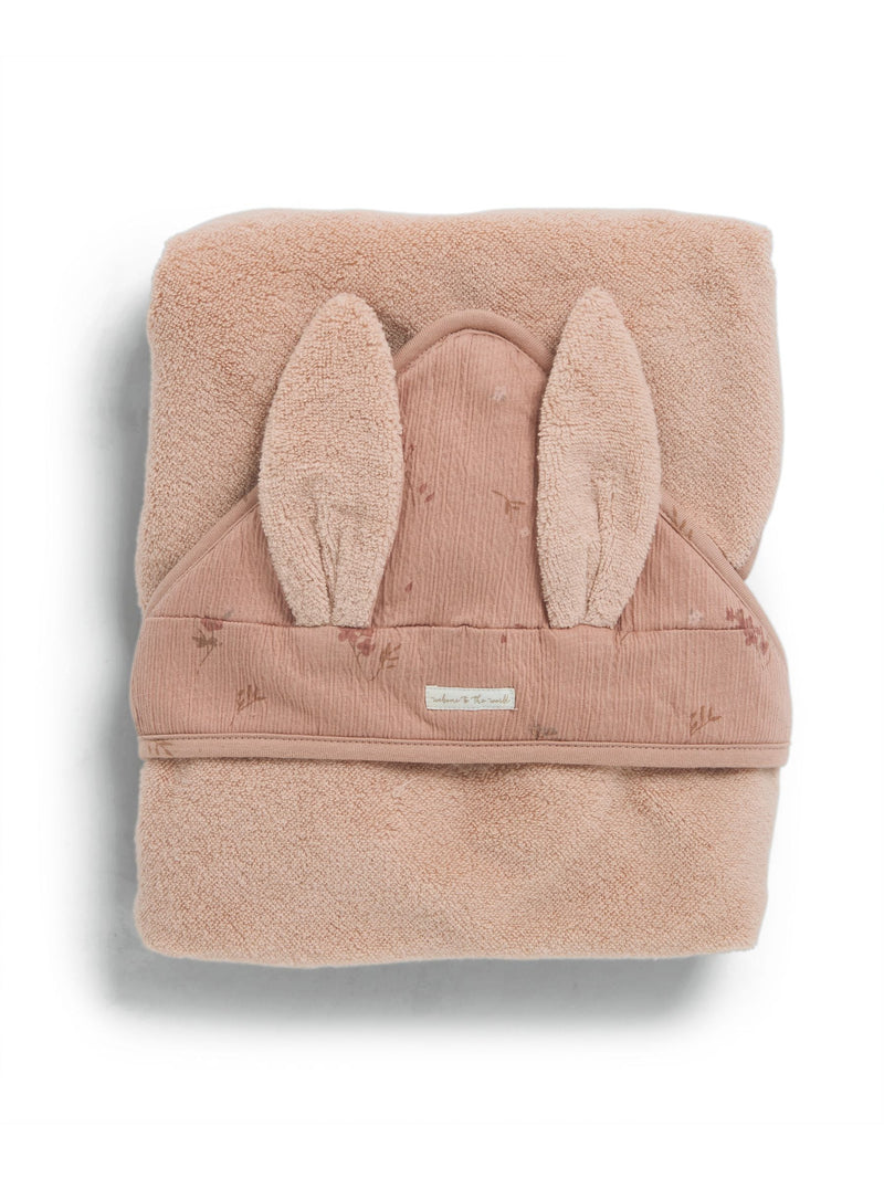 Mamas & Papas pink wildflower hooded towel 75x75cm, imported from the UK