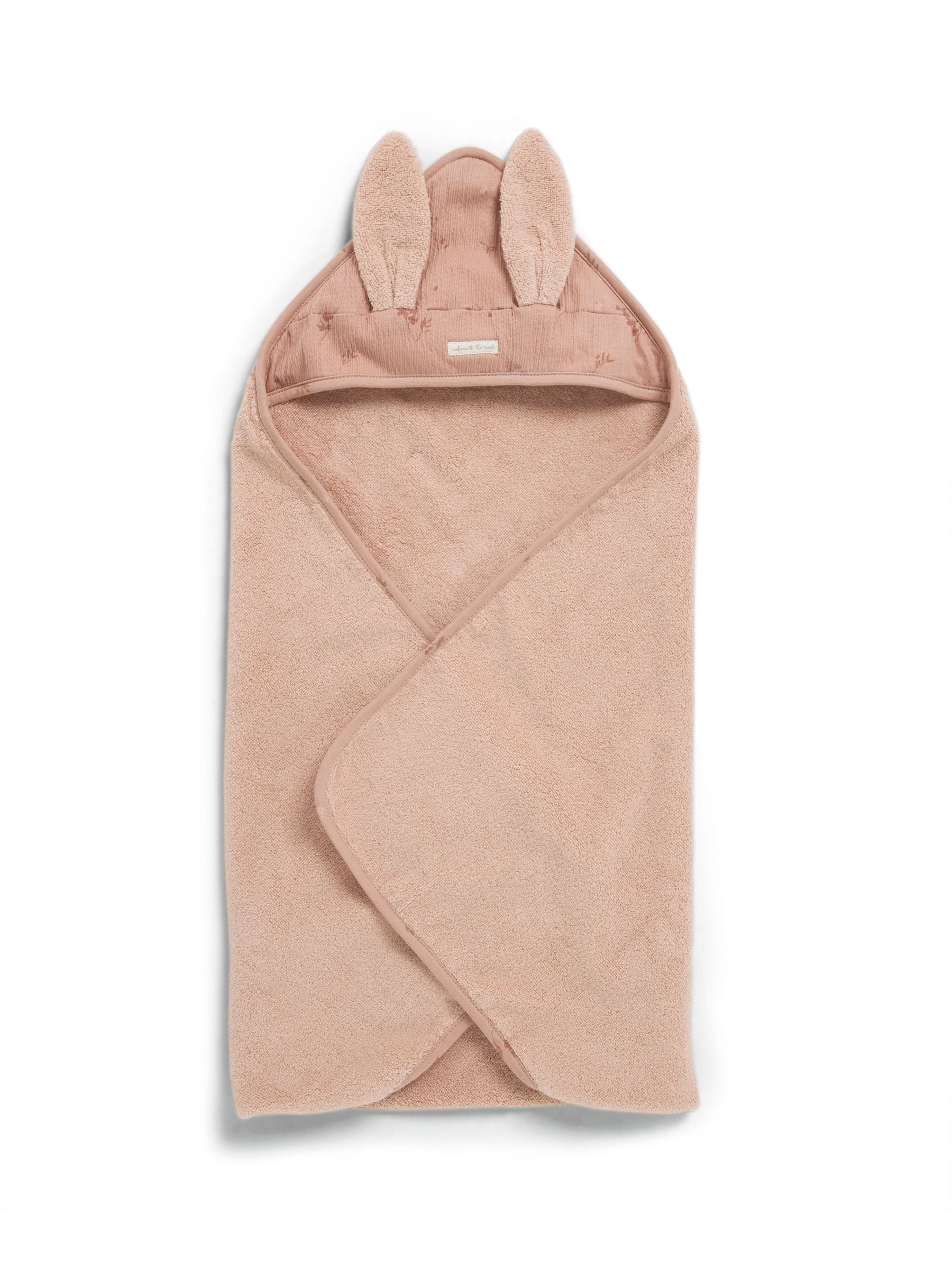 Mamas & Papas pink wildflower hooded towel 75x75cm, imported from the UK