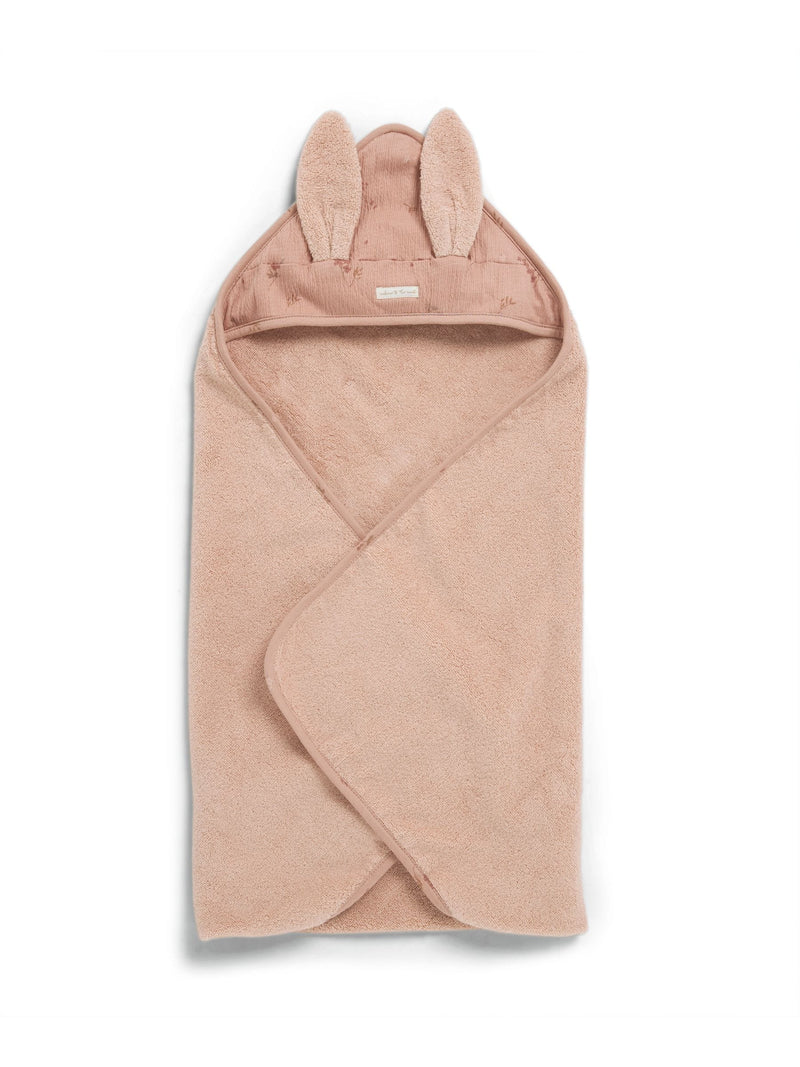 Mamas & Papas pink wildflower hooded towel 75x75cm, imported from the UK