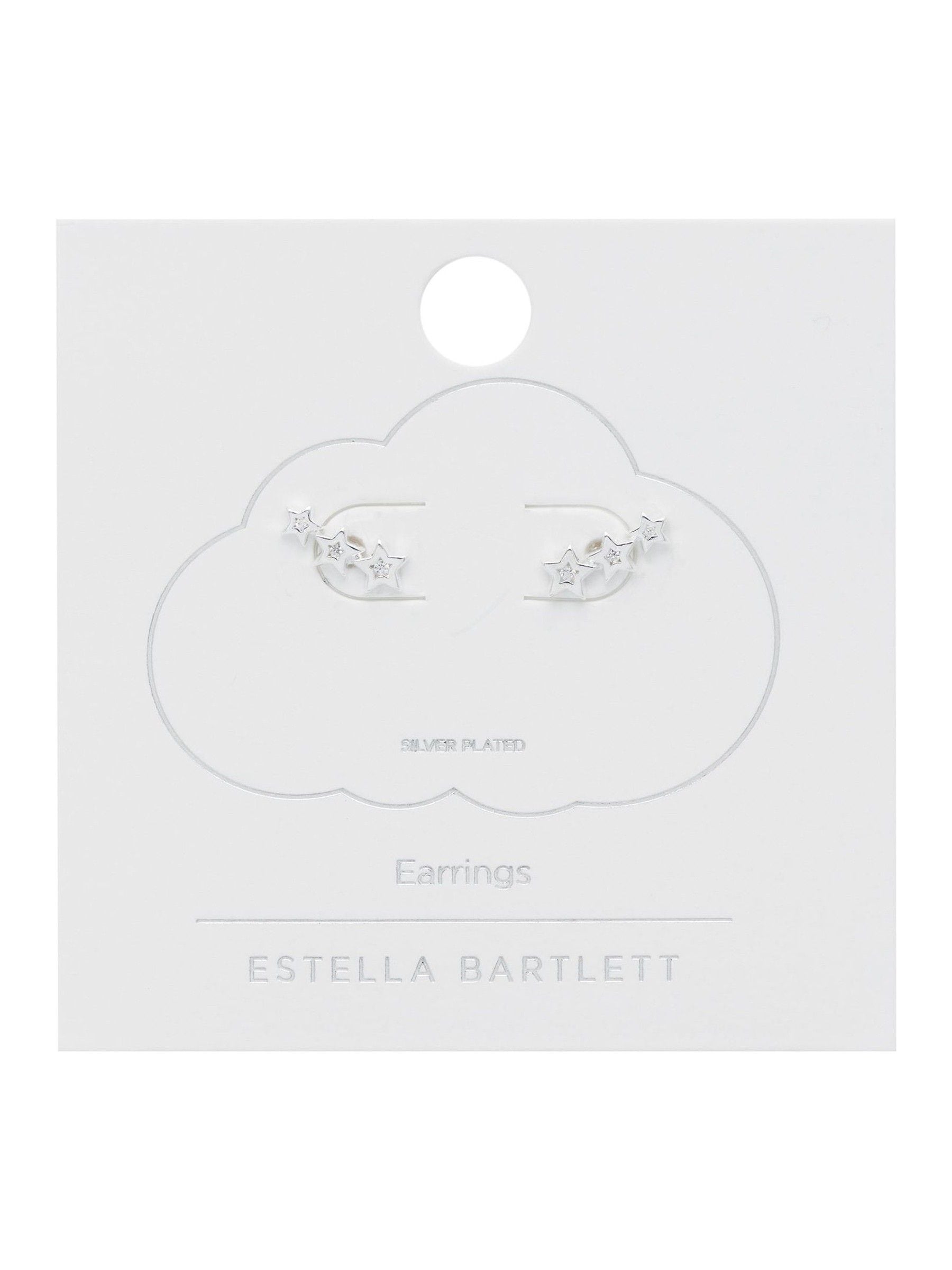 Estella Bartlett silver tone cubic zirconia star stud crawler earrings - British product