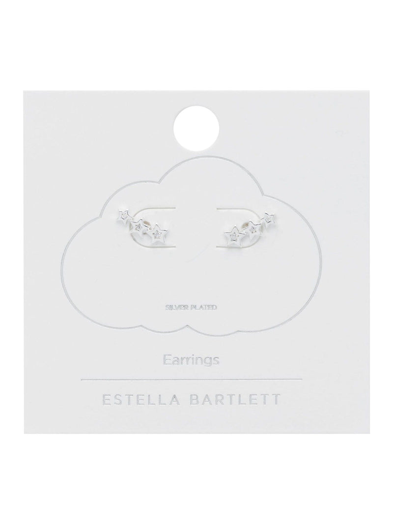 Estella Bartlett silver tone cubic zirconia star stud crawler earrings - British product