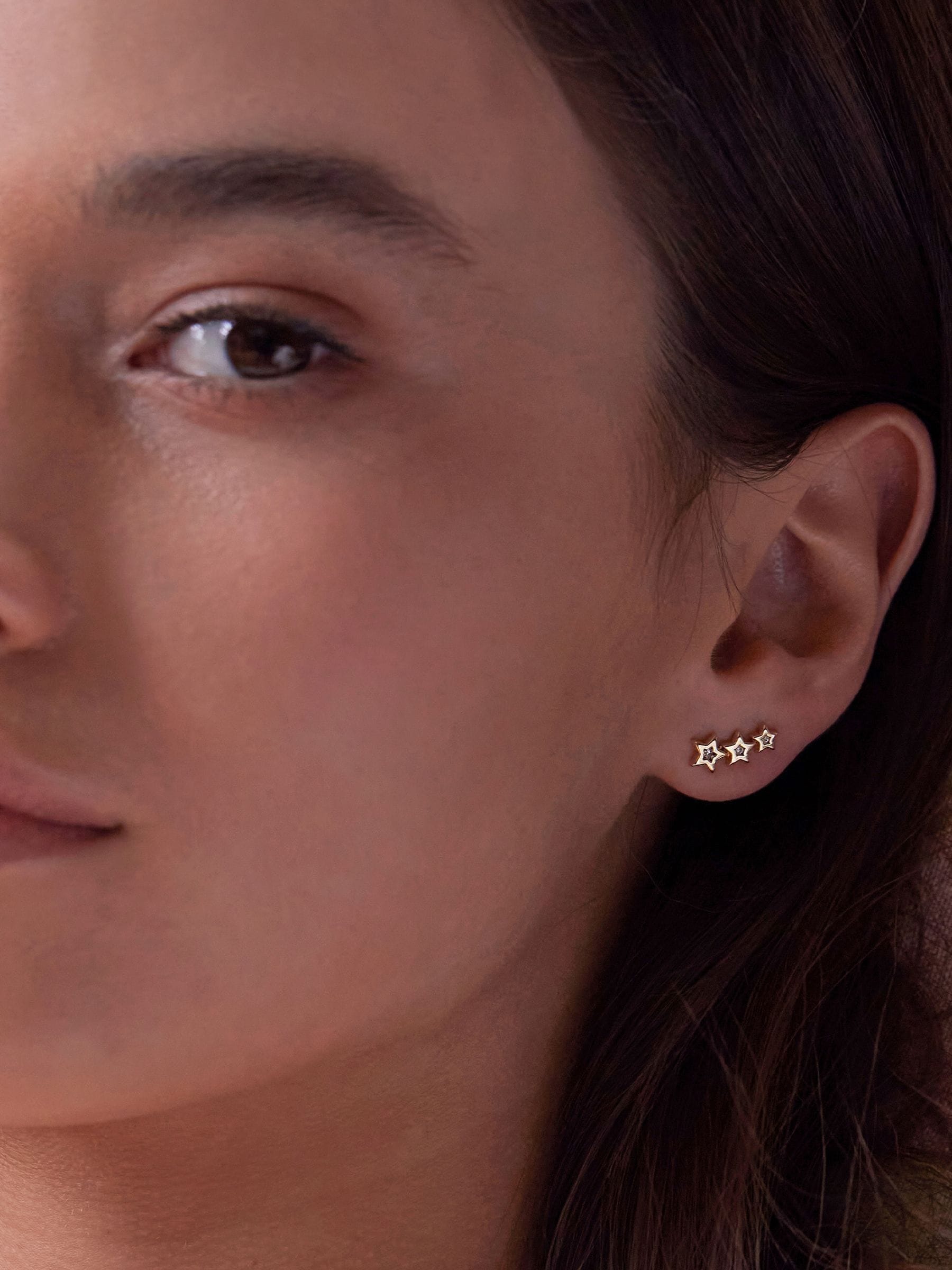 Estella Bartlett silver tone cubic zirconia star stud crawler earrings - British product