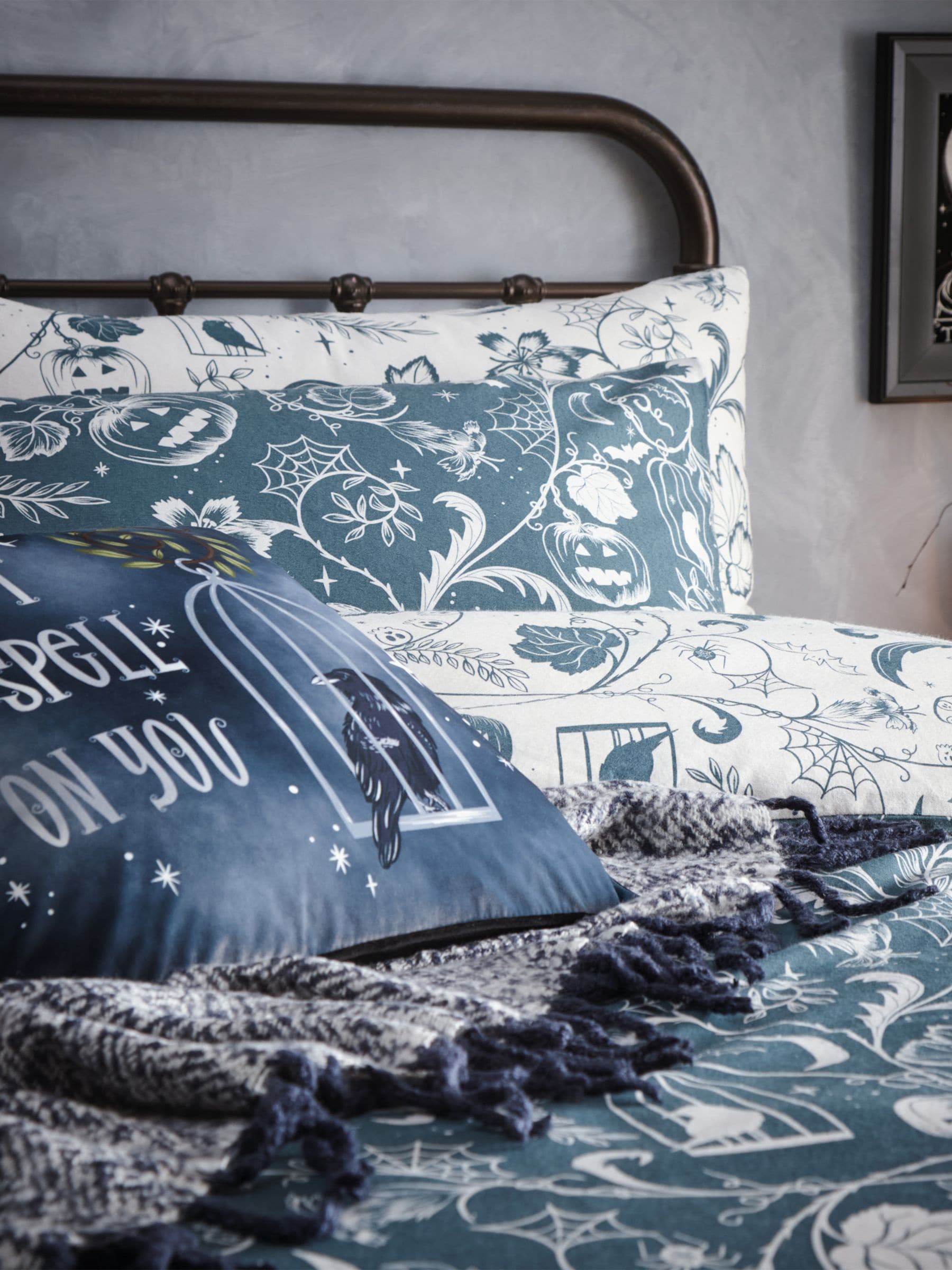 Furn Blue/Grey Spellbound duvet cover and pillowcase set - British product
