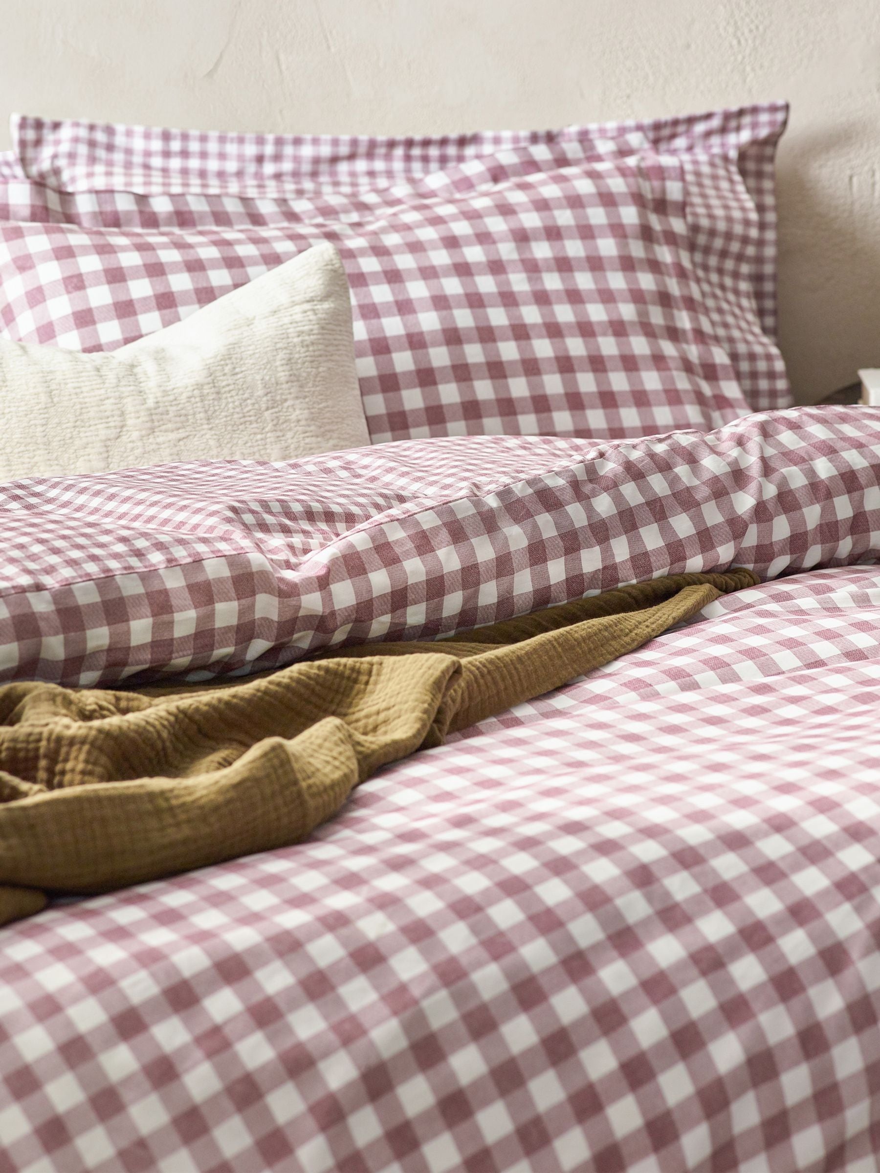 Barton Check cotton duvet cover and pillowcase set (British brand)
