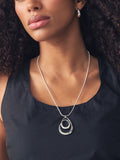 Silver tone necklace with swirl oval pave design - British product