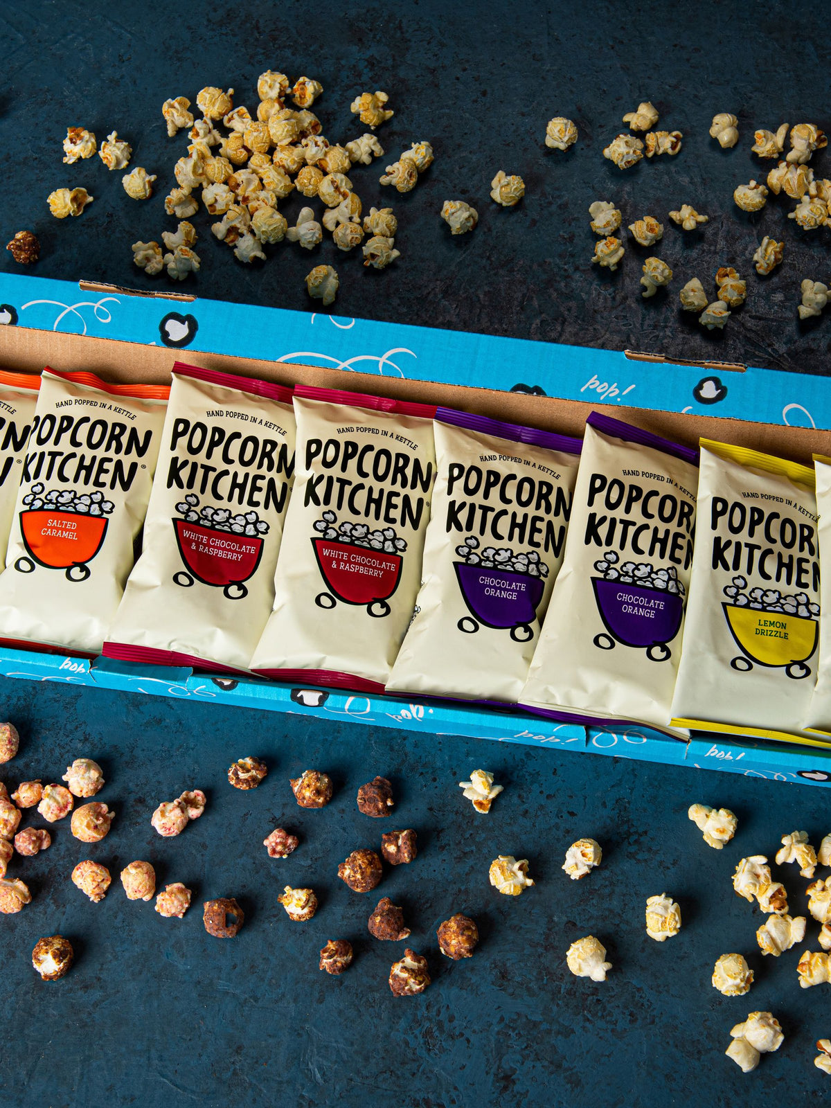 Coffret cadeau de popcorn gourmet Popcorn Kitchen, importé du Royaume-Uni