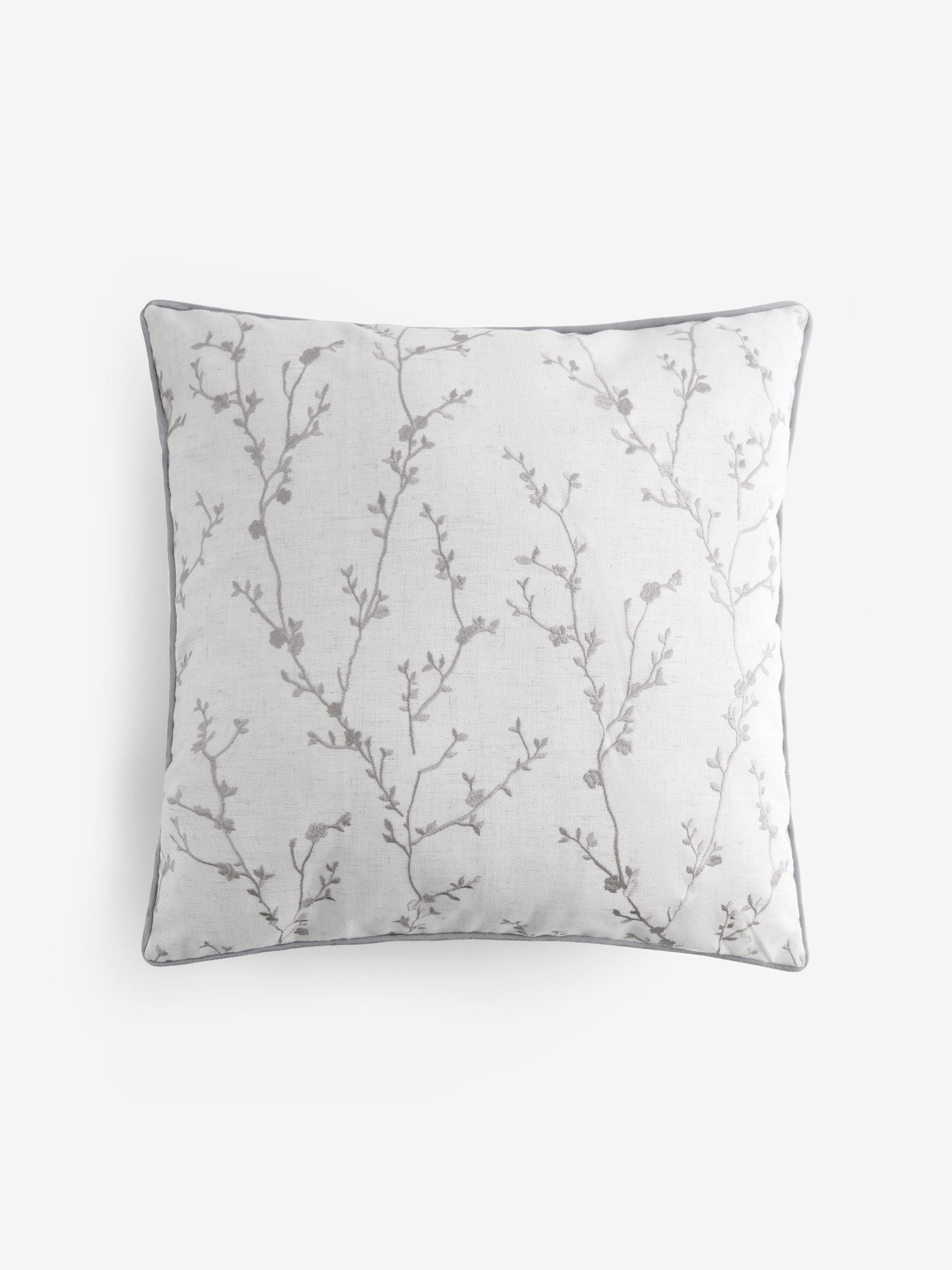 Grey willow embroidered cushion 50x50cm home decor (British brand)