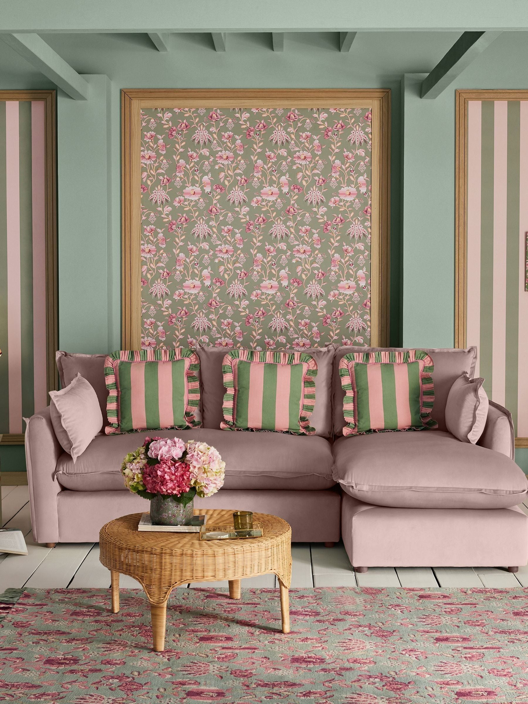Cath Kidston Friendship Garden sage wallpaper sample A4 - British product