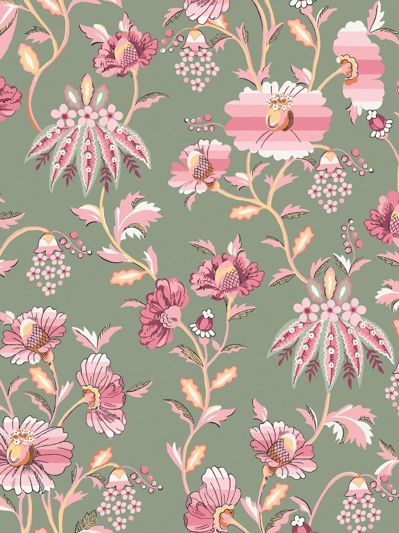 Cath Kidston Friendship Garden sage wallpaper sample A4 - British product