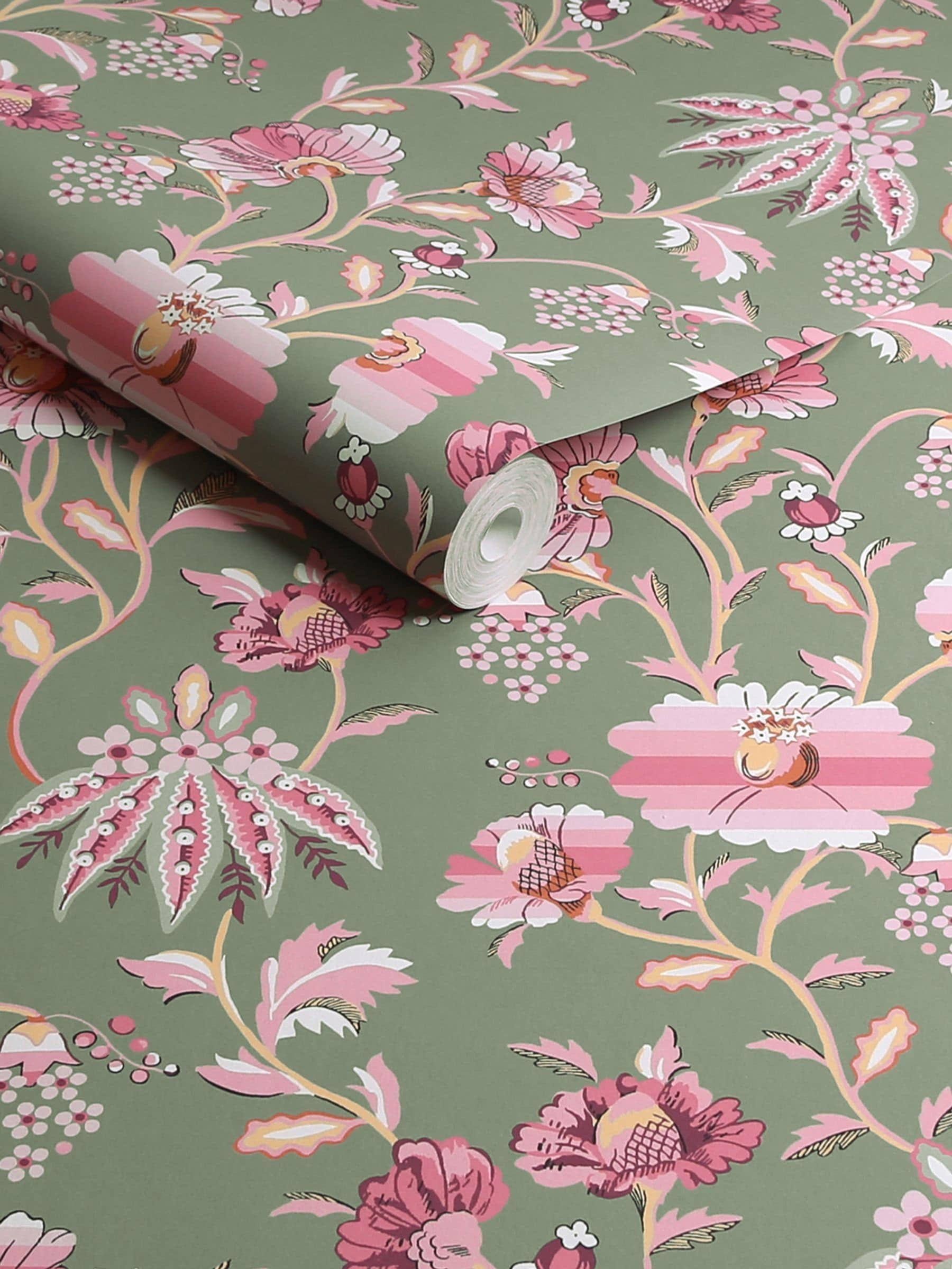 Cath Kidston Friendship Garden sage wallpaper sample A4 - British product