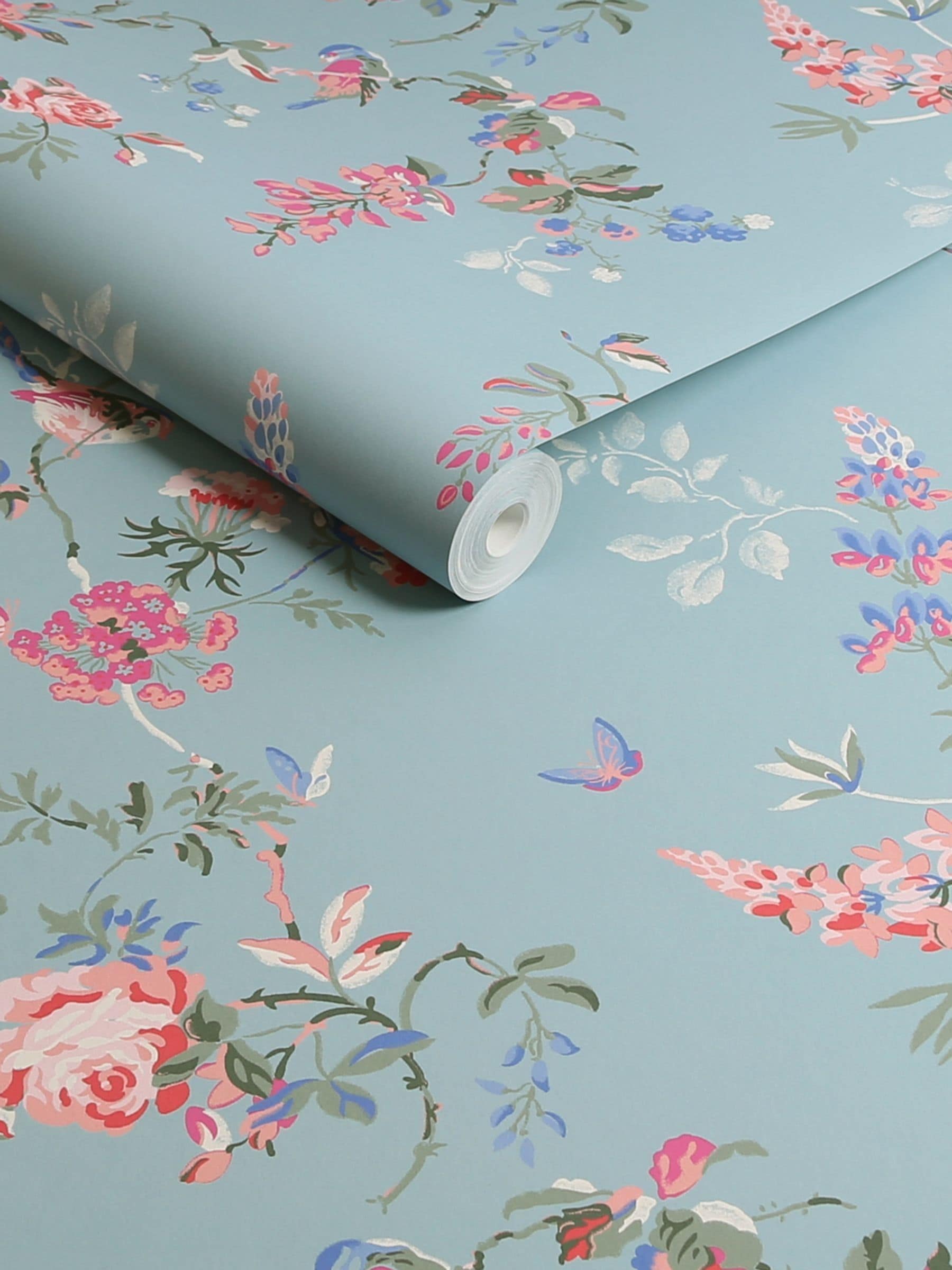Cath Kidston wallpaper sample Summer Birds & Roses A4, UK version