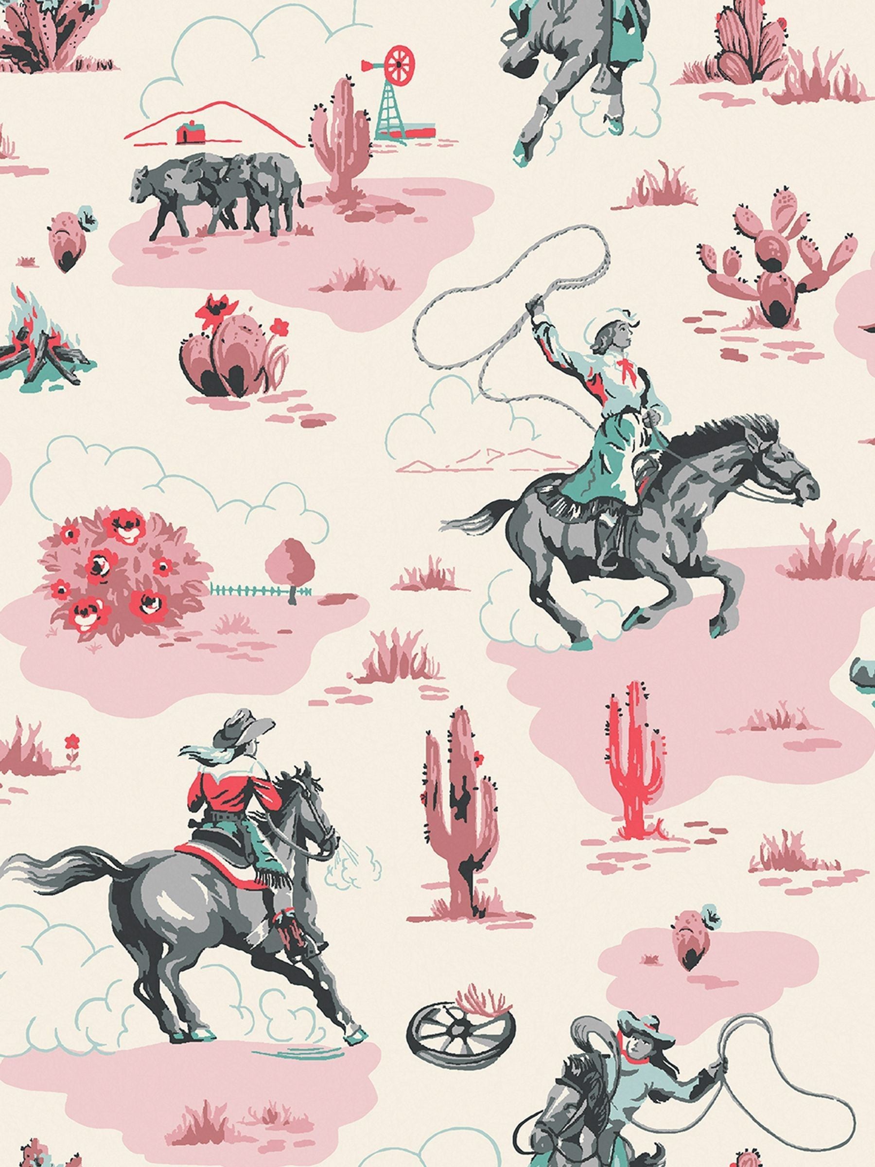 Cath Kidston Cowgirls wallpaper sample A4 - British product