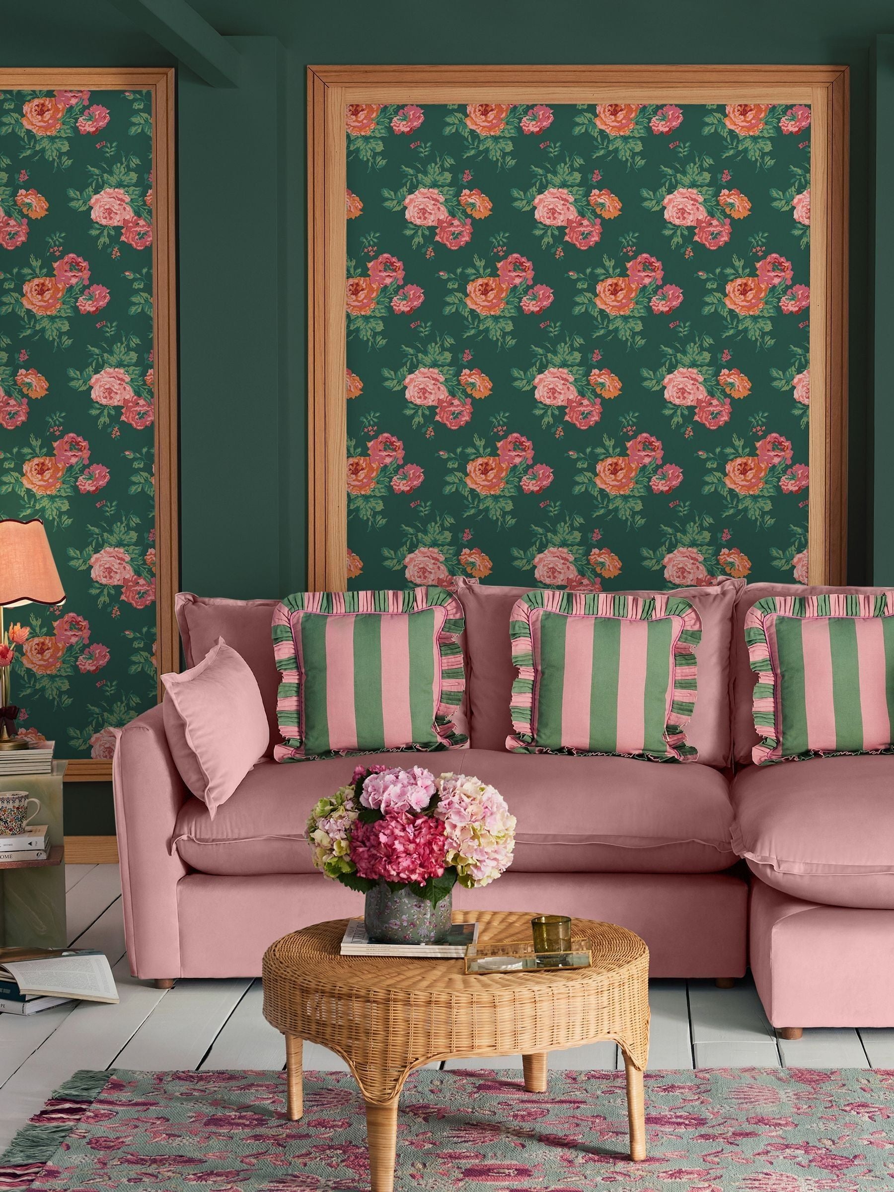 Cath Kidston Blue & Pink Archive Rose Wallpaper Sample A4