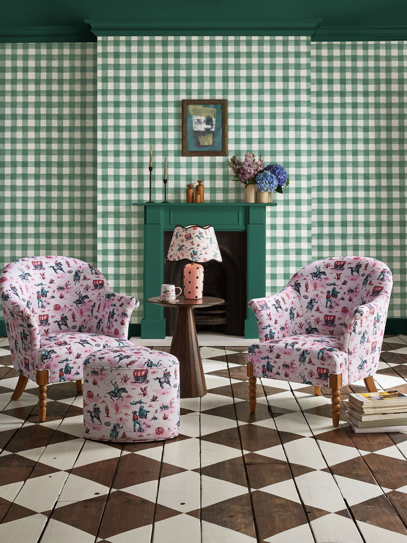 Cath Kidston Green Painted Gingham A4 Wallpaper Sample