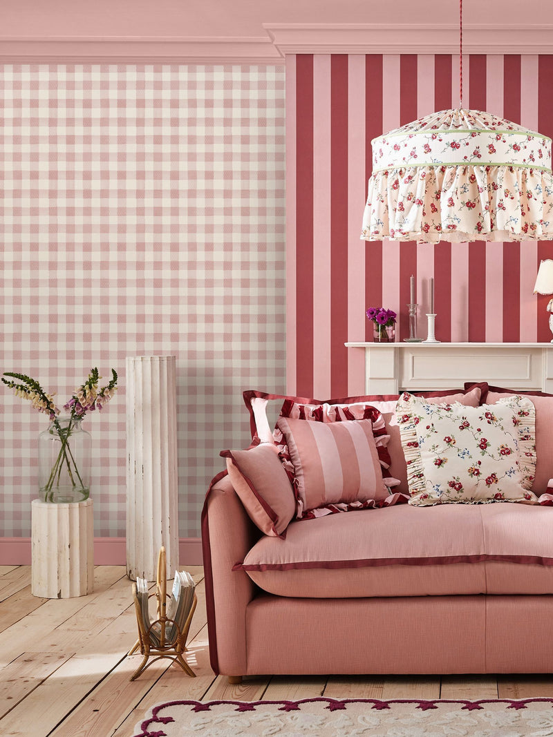 Cath Kidston Pink Painted Gingham A4 Wallpaper Sample