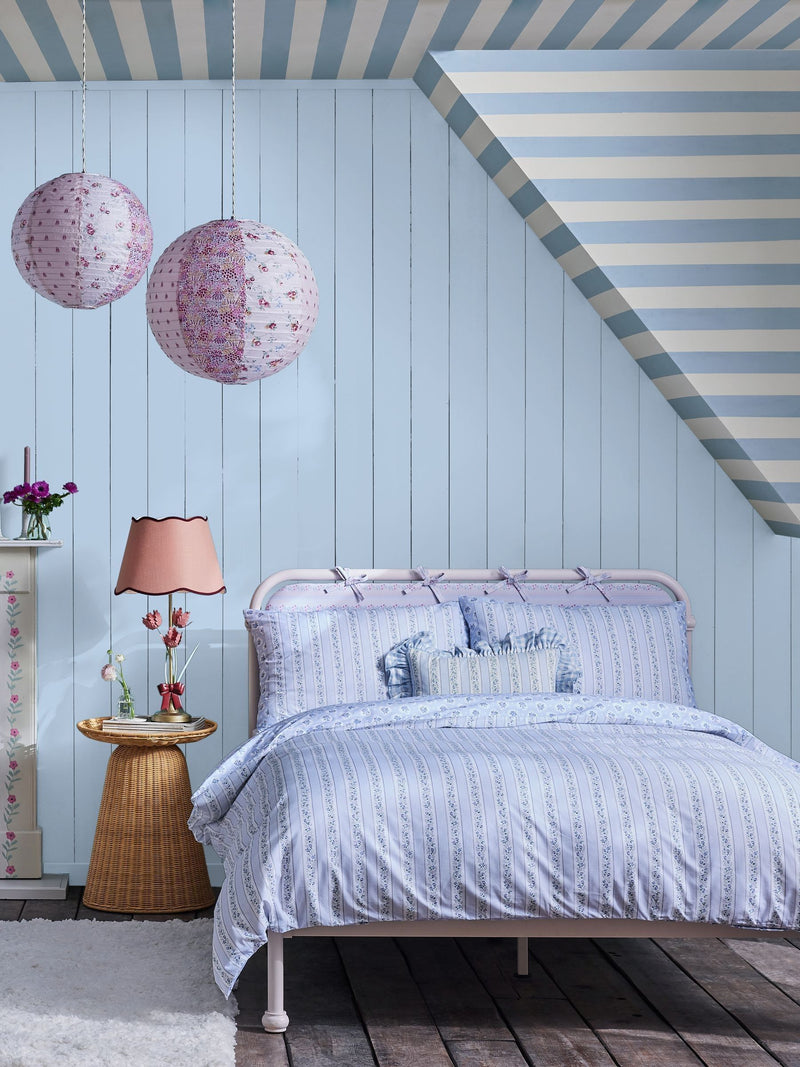 Cath Kidston Blue Canopy Stripe A4 wallpaper sample - British product