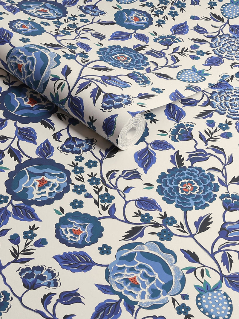 Cath Kidston wallpaper sample Navy Strawberry Garden A4 - British product