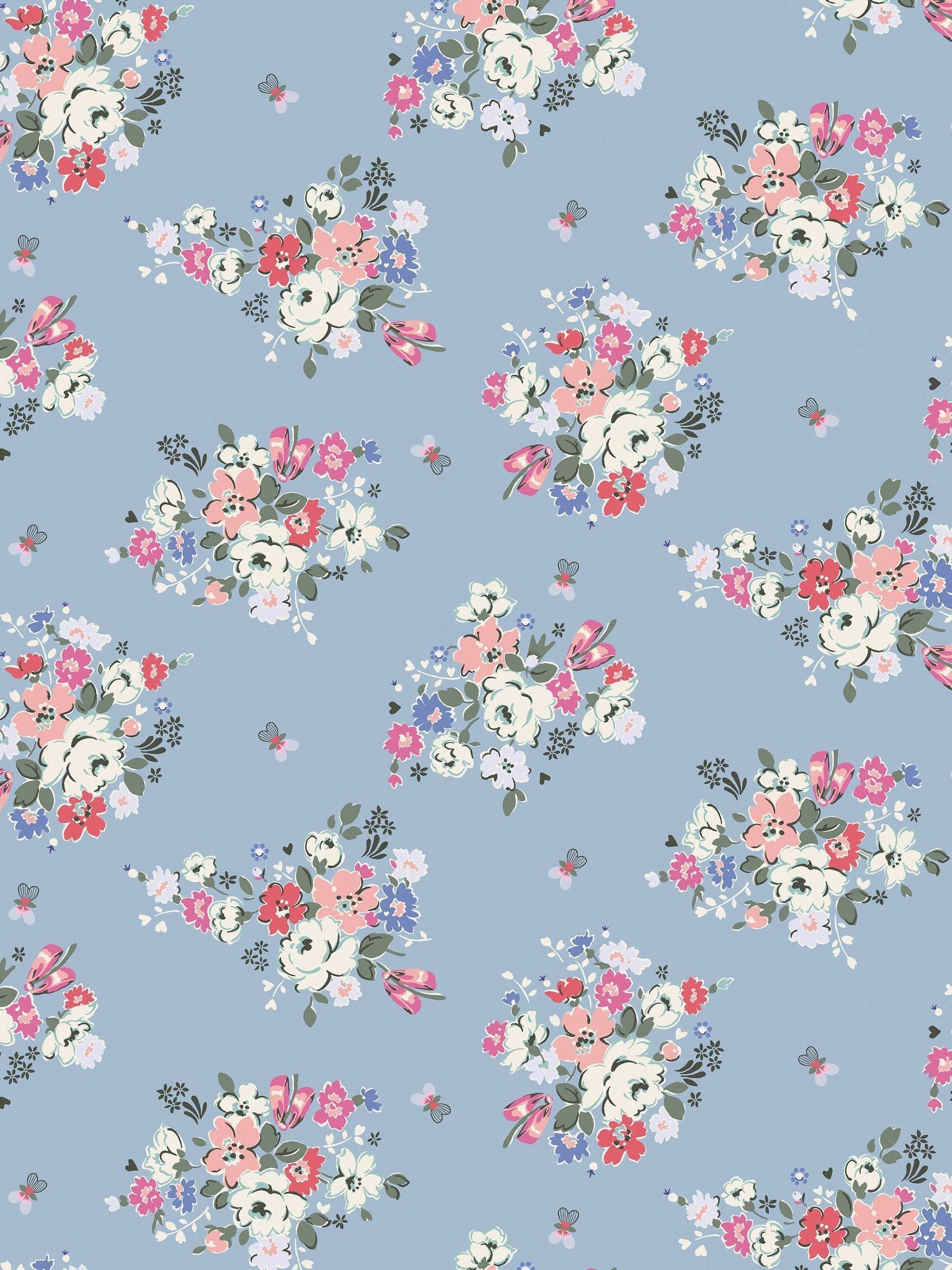 Cath Kidston Clifton Floral Blue wallpaper sample A4 (British brand)
