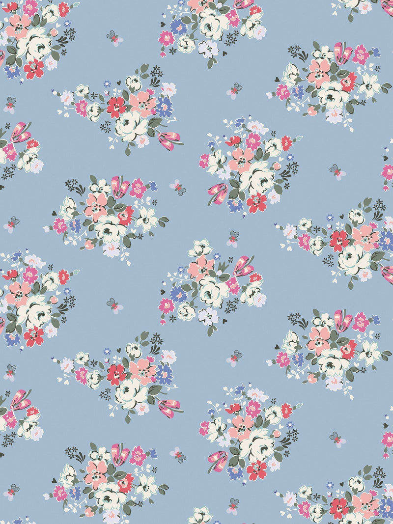 Cath Kidston Clifton Floral Blue wallpaper sample A4 (British brand)