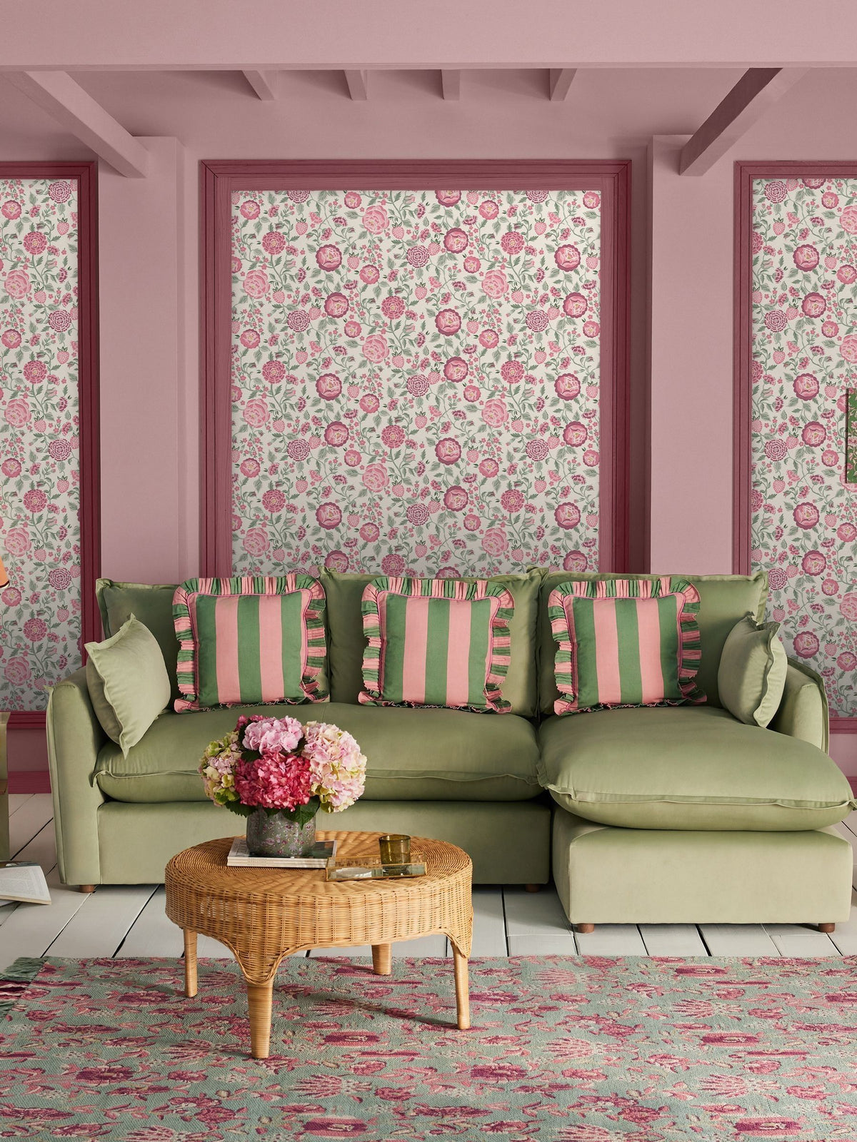 Cath Kidston Navy Strawberry Garden Rose Wallpaper Sample A4