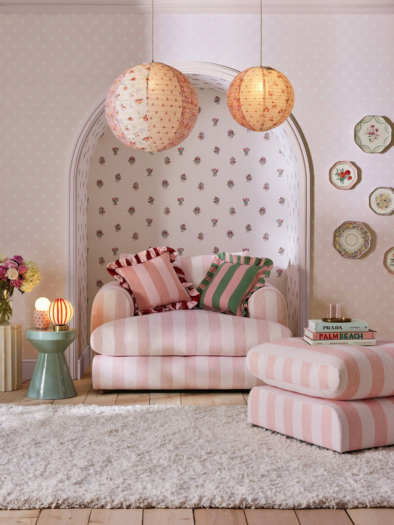 Cath Kidston Pink Button Spot wallpaper sample A4 - British product