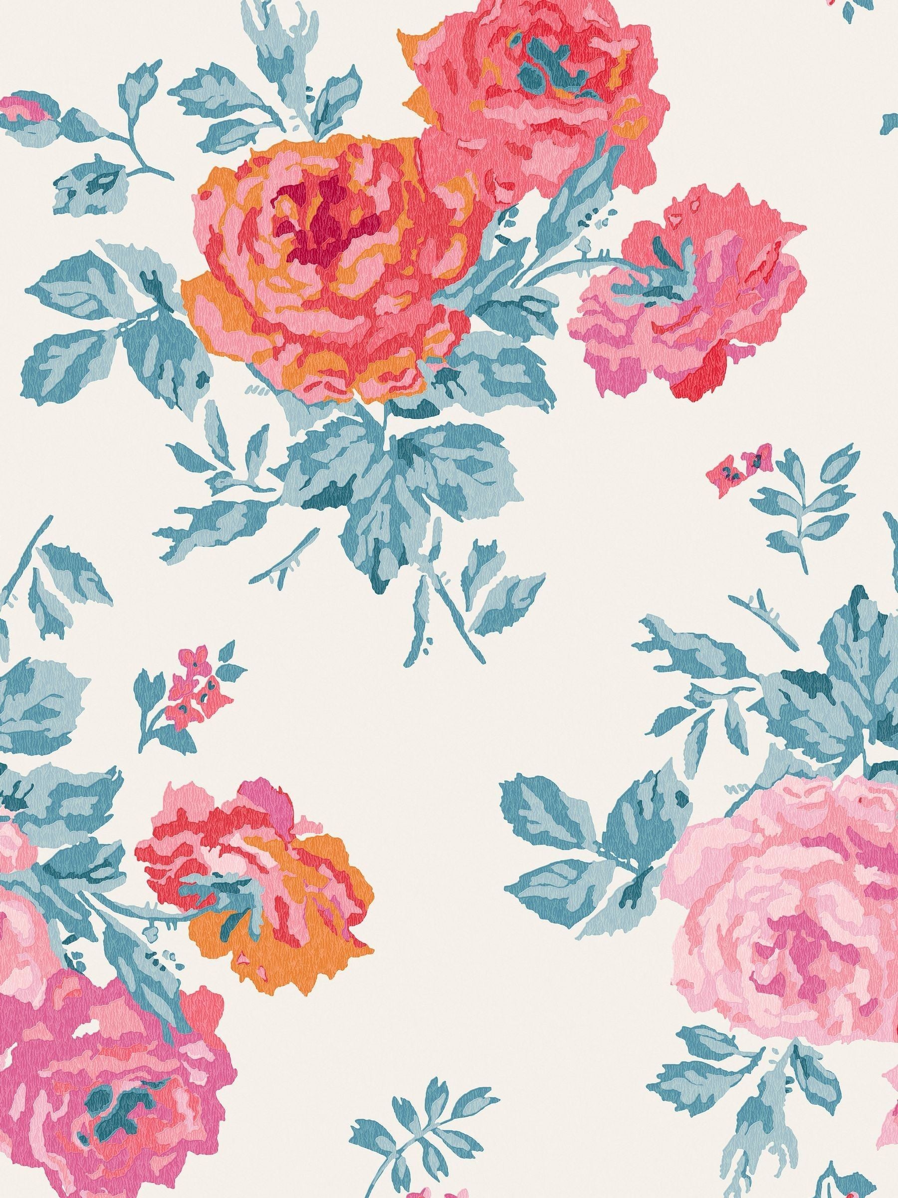 Cath Kidston wallpaper sample Blue & Pink Archive Rose A4, UK version