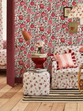 Cath Kidston Navy Strawberry Garden Rose Wallpaper Sample A4