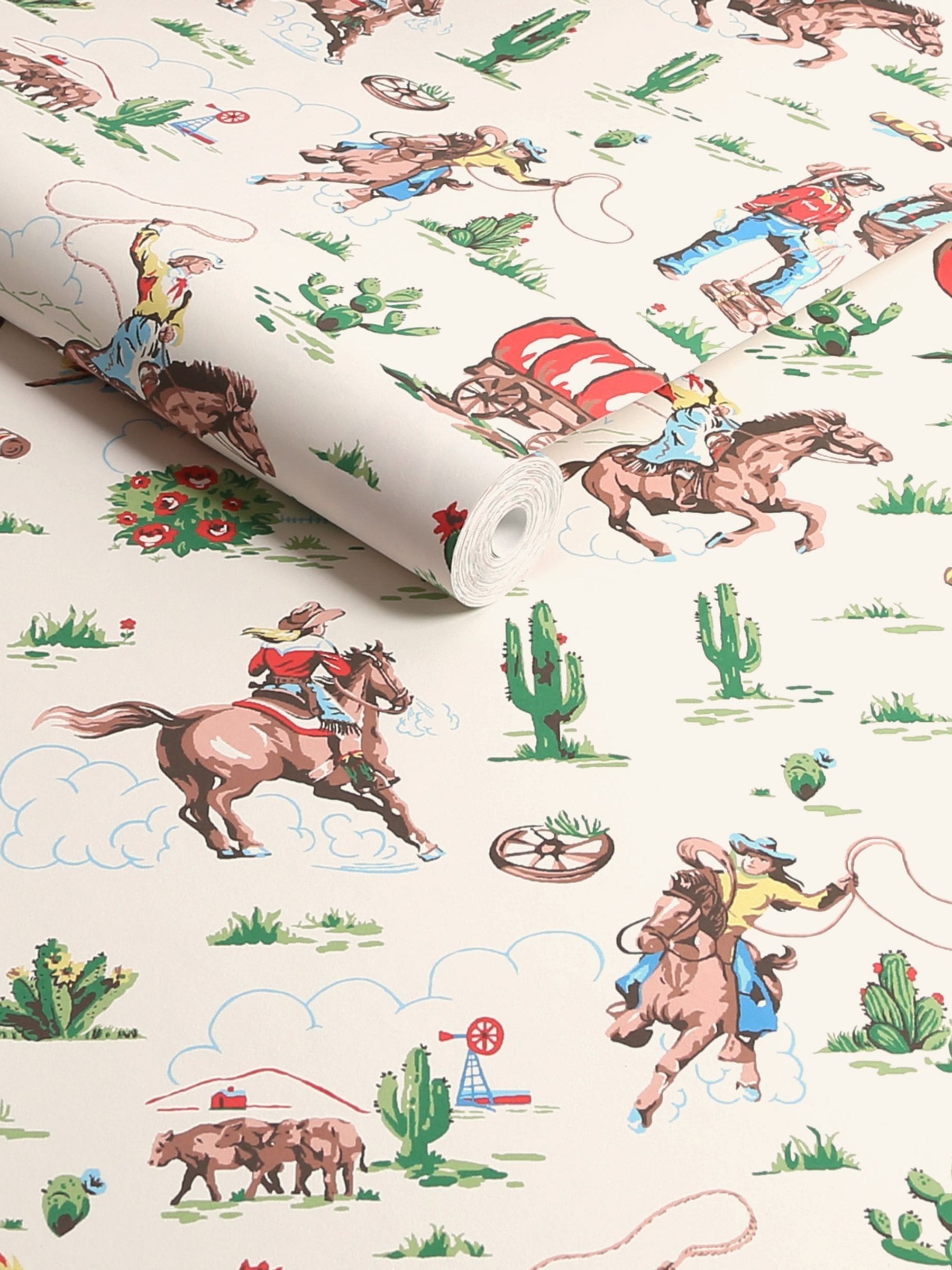 Cath Kidston Multi Cowgirls A4 Wallpaper Sample