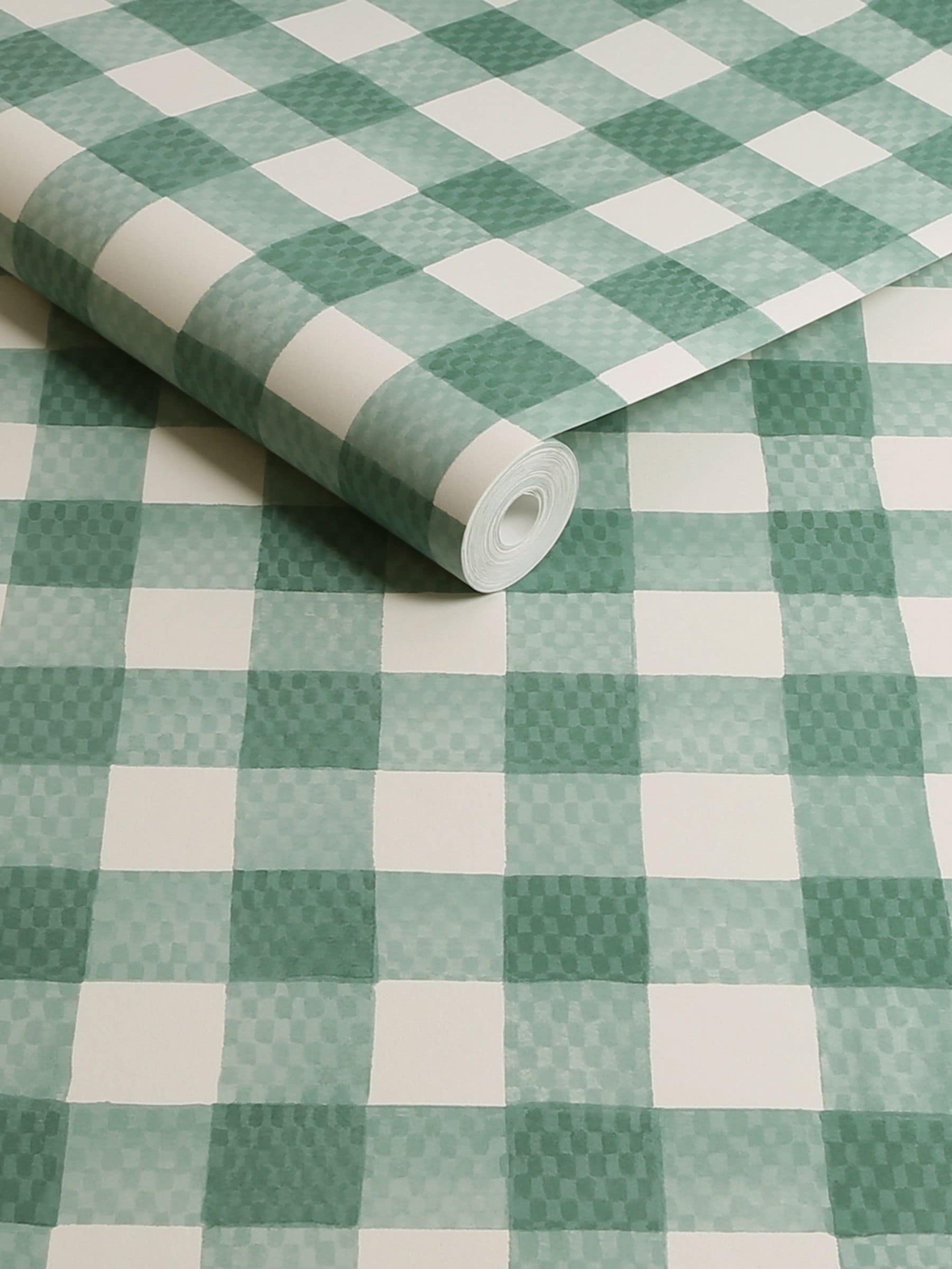 Cath Kidston Green Painted Gingham 10M Wallpaper