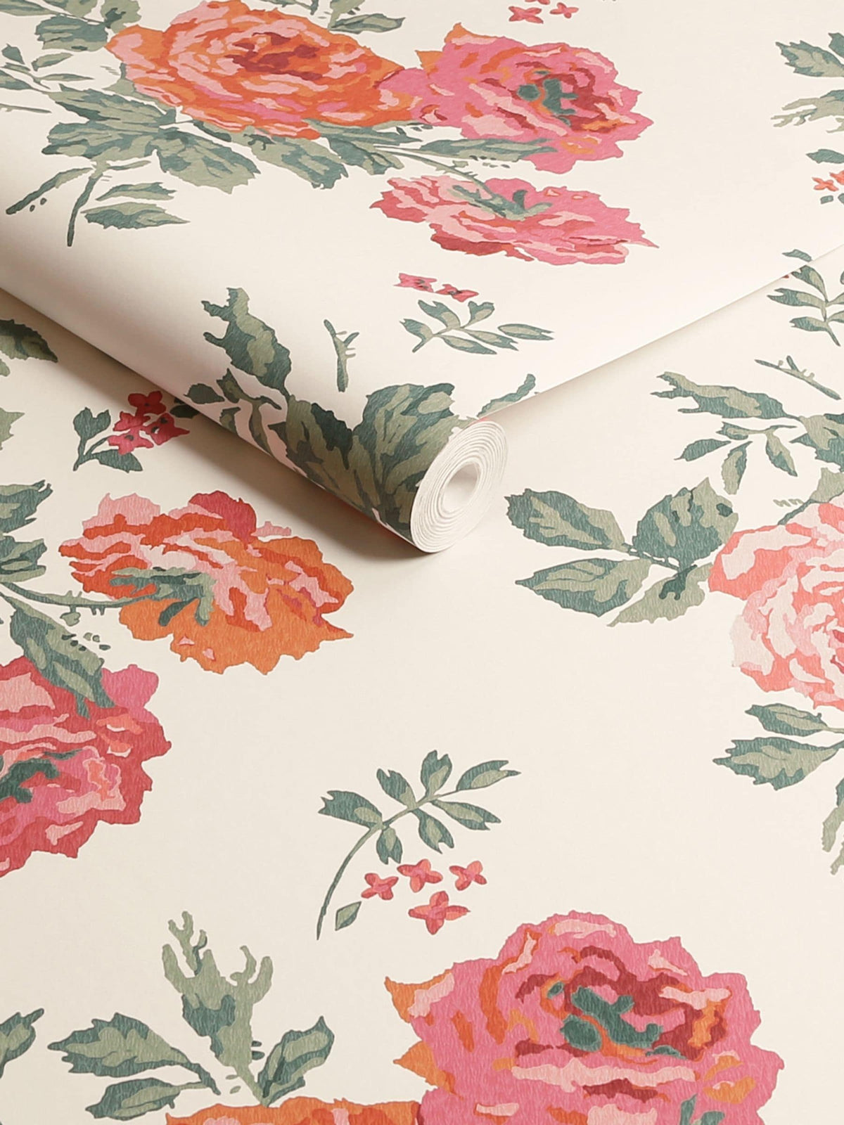 Cath Kidston Pink Blooms Archive Rose 10M Wallpaper