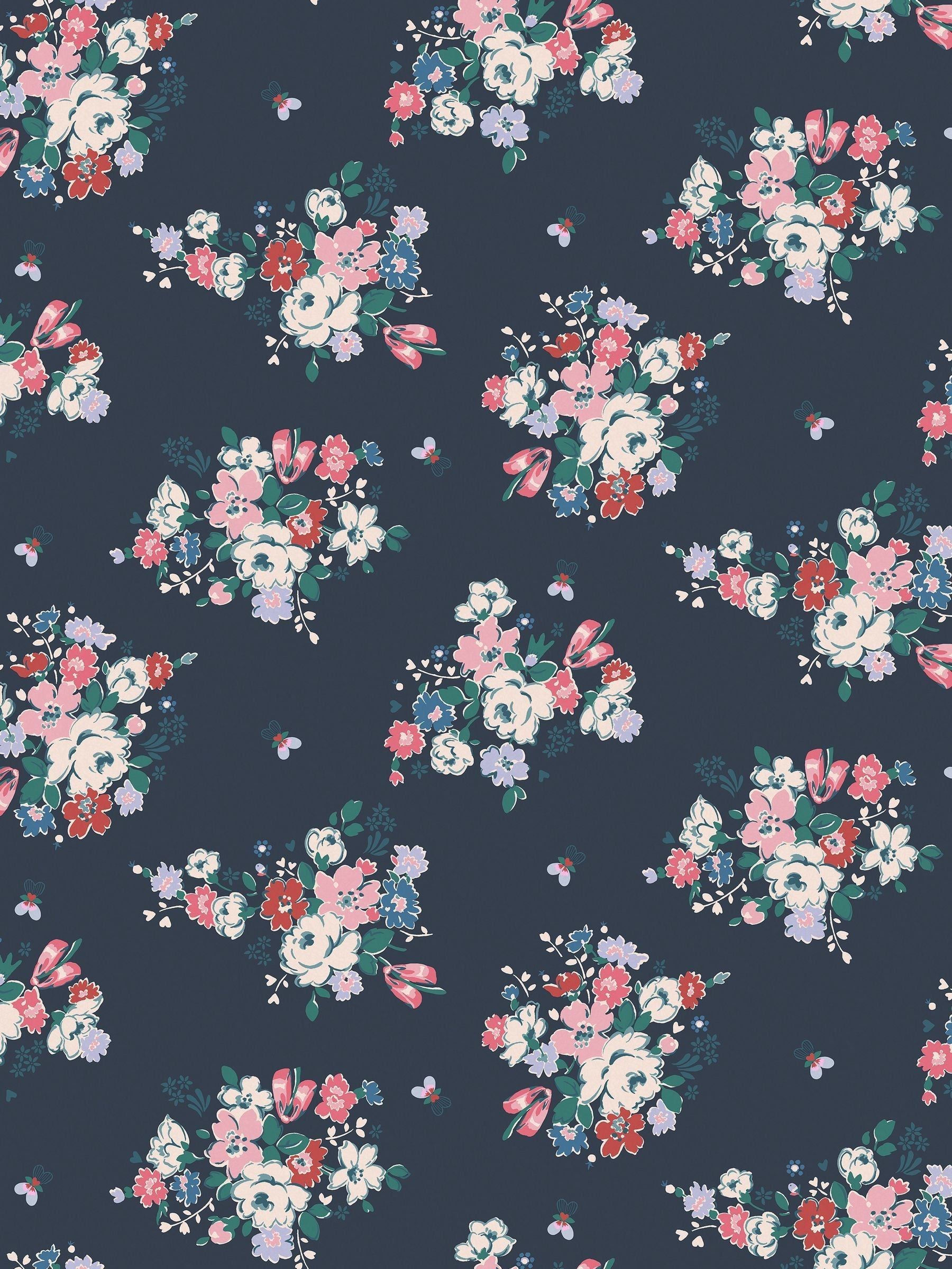 Cath Kidston navy floral wallpaper 10m roll - British product