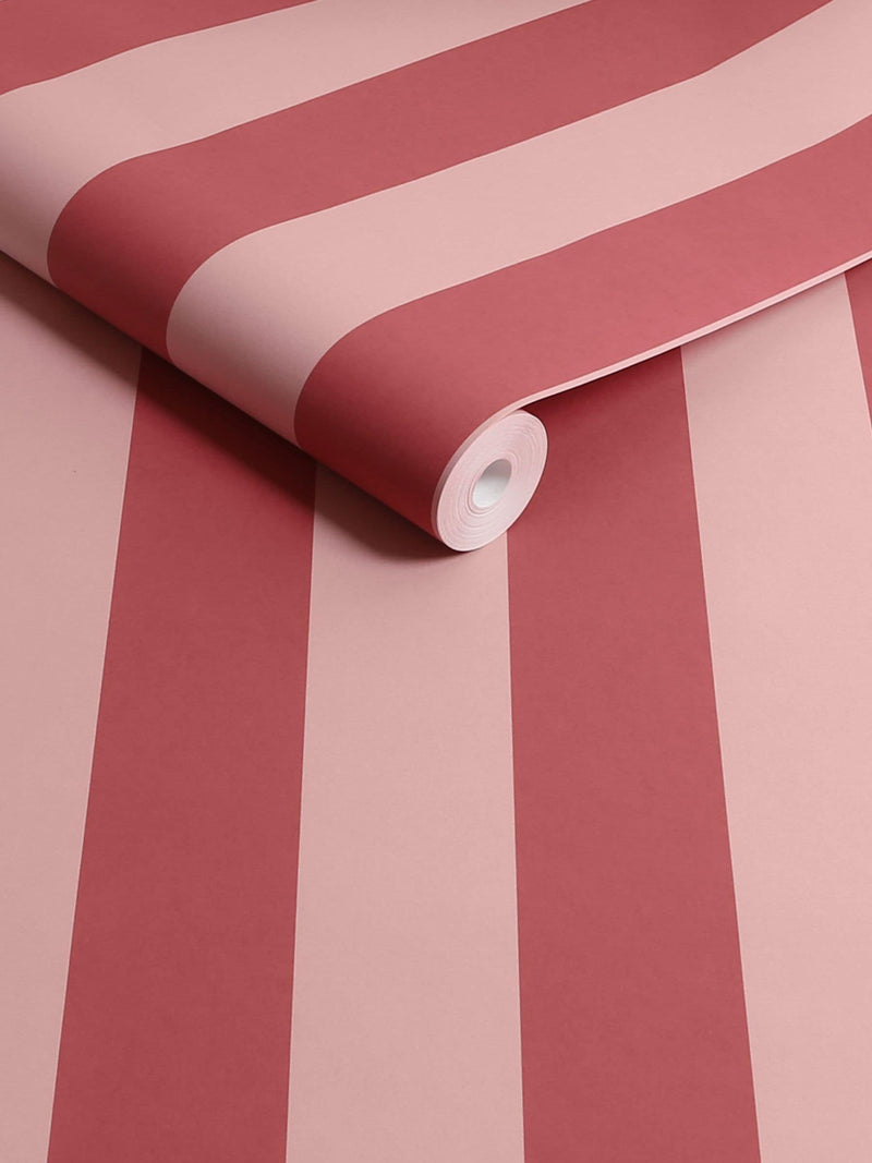 Cath Kidston Green and Pink Canopy Stripe Wallpaper 10m