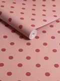 Cath Kidston Pink Red Button Spot wallpaper 10m - British product