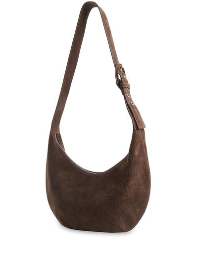 Next Whistles Sia Suede Curved Chocolate Cross-Body Bag- Buy online at McGrocer