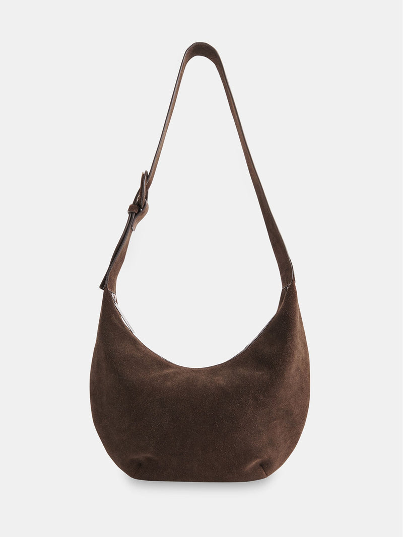Whistles Sia suede curved cross-body bag, imported from the UK