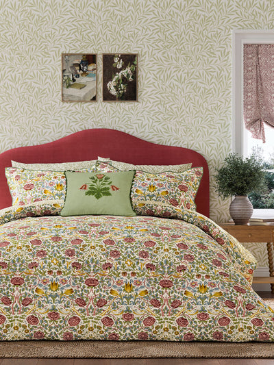 Morris & Co Green Rose 100% Cotton Duvet Cover and Pillowcase Set
