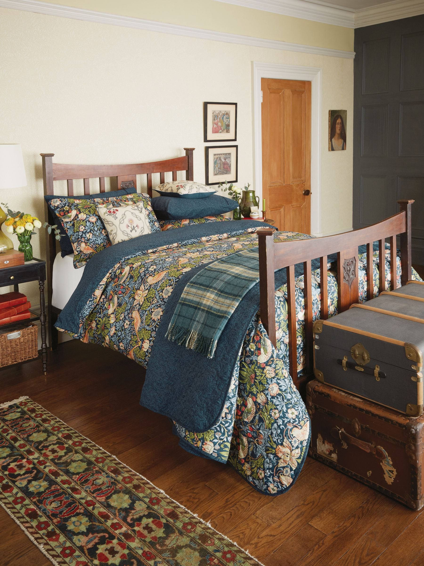 Morris & Co Strawberry Thief duvet cover and pillowcase set, imported from the UK
