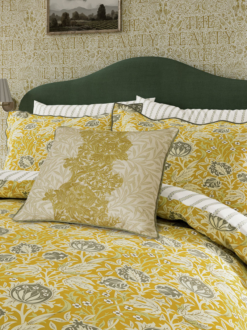 Morris & Co Sunflower Elmcote duvet cover and pillowcase set, imported from the UK
