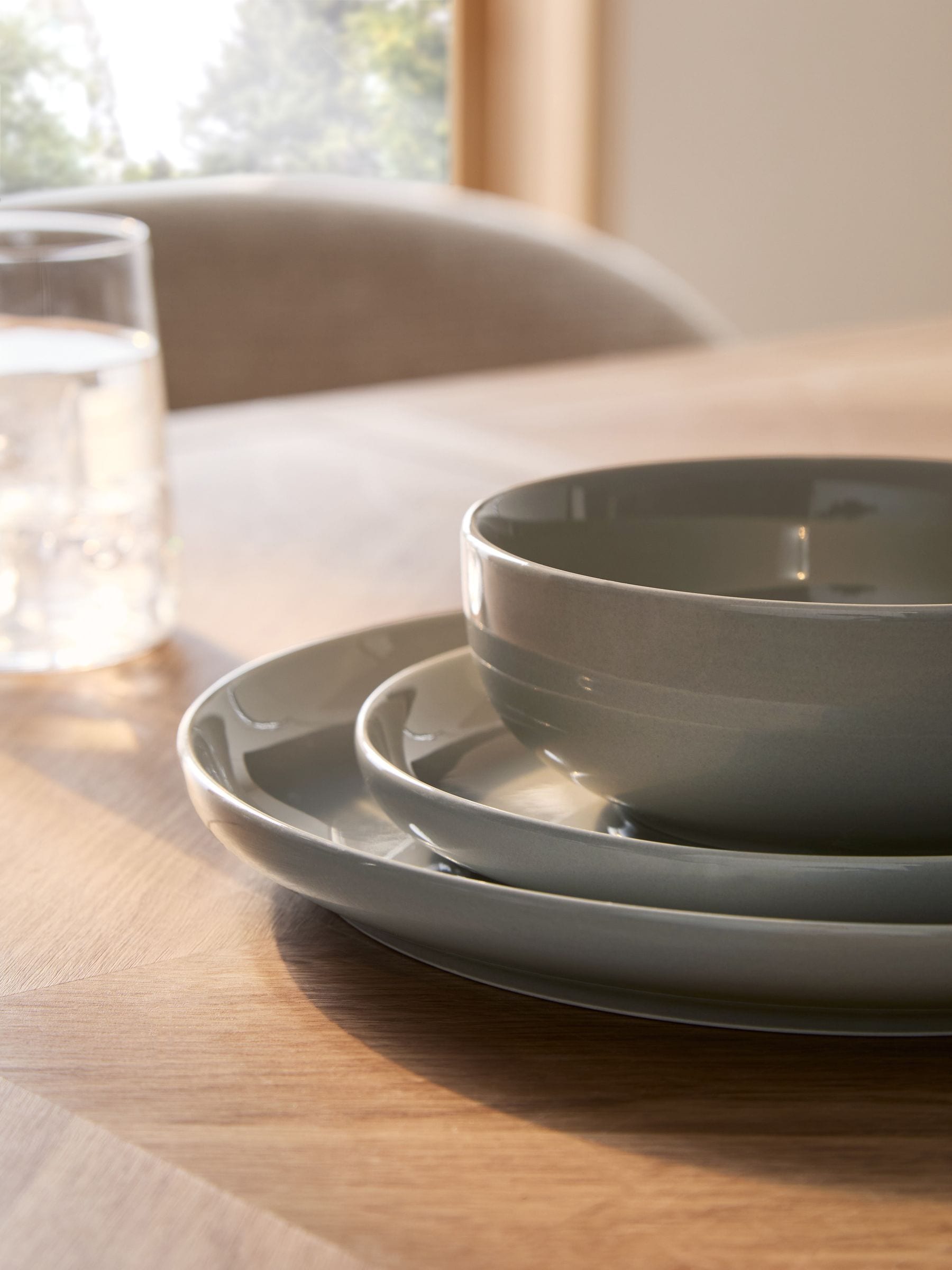 Moderna grey 12 piece dinner set, imported from the UK