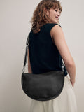 Sling cross-body bag black suede finish leather, imported from the UK