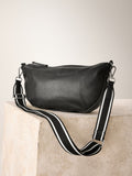 Sling cross-body bag black suede finish leather, imported from the UK