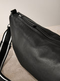 Sling cross-body bag black suede finish leather, imported from the UK