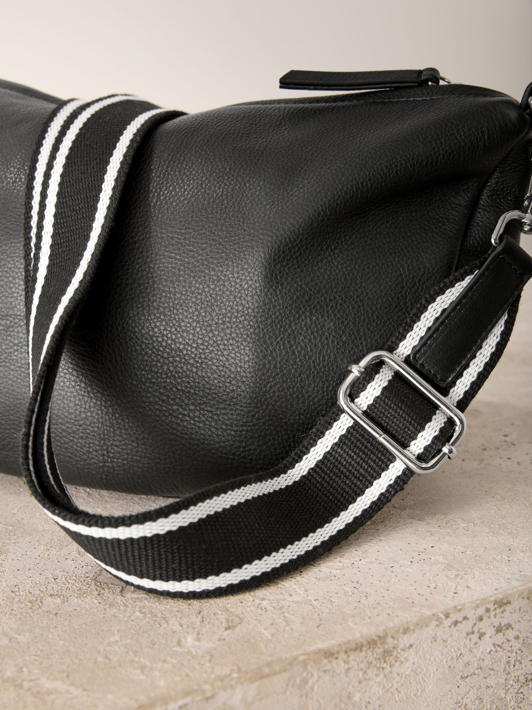Sling cross-body bag black suede finish leather, imported from the UK